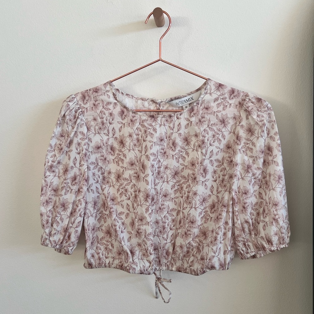 Top - INTERMIX Poppy Floral Cotton Crop Top